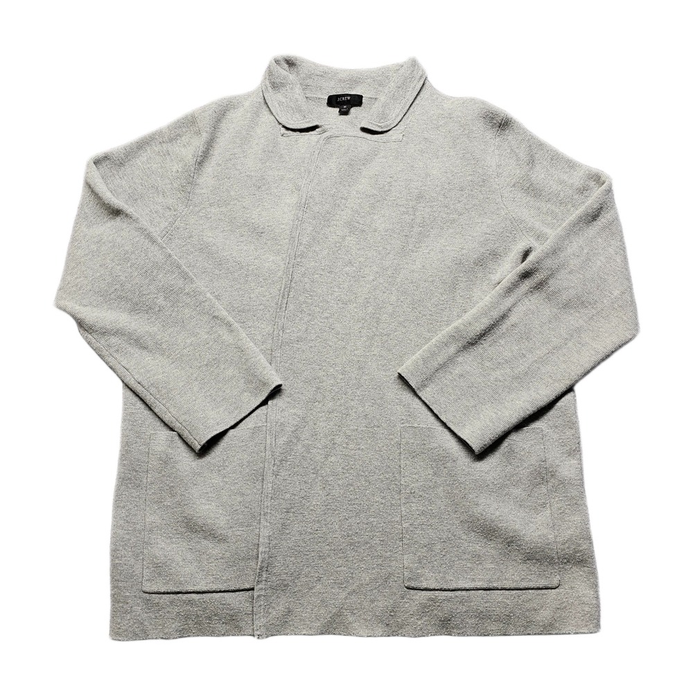 J.Crew Cardigan Sweater Womens Medium Gray Tight-Knit Long Sleeve Open Front